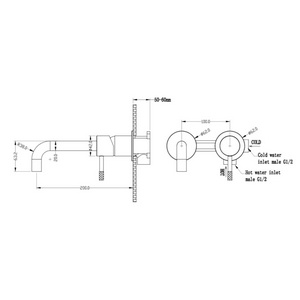 Смеситель для раковины Boheme Uno 465-GM С ВНУТРЕННЕЙ ЧАСТЬЮ gun metall, встраиваемый в стену, цв.серый, ZZ Boheme UNO 465-GM
