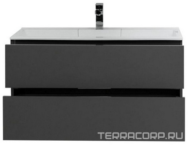 Тумба подвесная 100 см с 2 ящиками, без раковины арт.254365, цвет антрацит Aquanet Алвита 277519