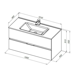 Тумба подвесная 100 см с 2 ящиками, без раковины арт.254365, цвет антрацит Aquanet Алвита 277519