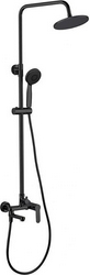 Душевая стойка стойка Aquanet Passion R3 AF300-72-R-B, с аксессуарами (ручной+верхний душ, см-тель с изливом, шланг), цв. черный матовый, ZZ