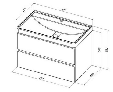 Тумба подвесная  80 см с 2 выдвижных ящиками, без раковины Ирис-80 см. арт.301805, цвет белый Aquanet Вега 308334