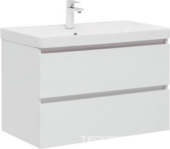 Тумба подвесная  80 см с 2 выдвижных ящиками, без раковины Ирис-80 см. арт.301805, цвет белый Aquanet Вега 308334