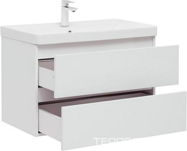 Тумба подвесная  80 см с 2 выдвижных ящиками, без раковины Ирис-80 см. арт.301805, цвет белый Aquanet Вега 308334
