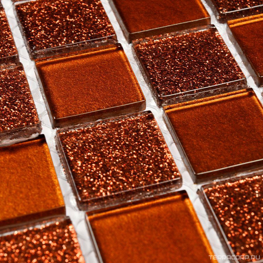 Мозаика Bonaparte Мозаика стеклянная Shine Brown (25x25x4) 30x30 Комбинированный, фото 5