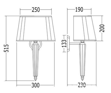 Светильник 300х230хh515мм, (держатель цв. хром, стекло, абажур цв.белый),  ZZ Devon & Devon Crystal DECRYSTALCR