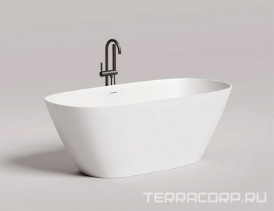 Ванна 1700х800хh605мм, отдельностоящая, литой камень S-Stone, матовый, нажимной слив камень в цвет ванны, Sofia Salini SOFIA 102526M