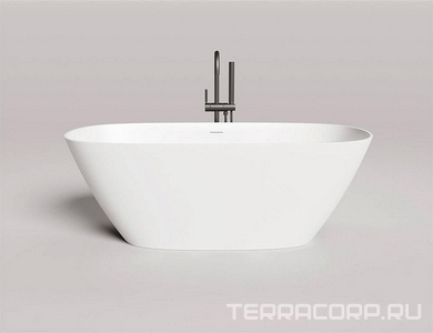Ванна 1700х800хh605мм, отдельностоящая, литой камень S-Stone, матовый, нажимной слив камень в цвет ванны, Sofia Salini SOFIA 102526M