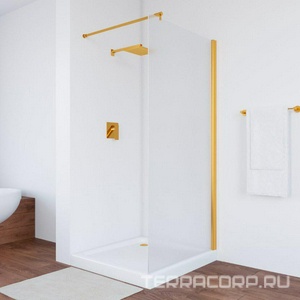 Душевая перегородка  NOVO 116, неподвижная, 116x190 см, профиль золото глянцевое, стекло сатин с поркытием BriteGuard, ZZ Vegas Glass EAF EAF NOVO 116 09 10 / BriteGuard