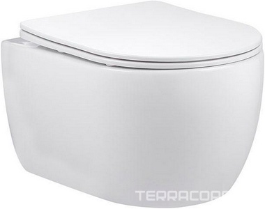 Унитаз подвесной, безободковый, 490x370x340мм, сиденье с микролифтом, (цв.белый),  ZZ Vincea Evo VT1-34S