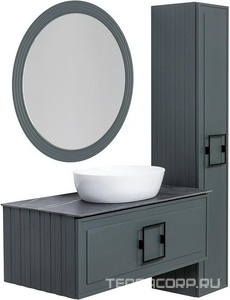 Зеркало 650мм, круглое, с встроен.по периметру LED подсветкой, выкл. датчик движения, (цв.серый матовый),  ZZ La Fenice Terra FNC-02-TER-G-65