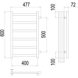 Полотенцесушитель водяной  П6 400х600, БЕЗ фитингов подключения, нижнее подключение, цв. хром ZZ Terminus Аврора 4670078529879