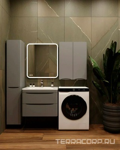 Тумба подвесная для комплекта Style Line  Мини 70 Люкс Plus,69x34,6x50 см, БЕЗ раковины арт. Мини 70х35, цв. серый матовый, ZZ Style Line Бергамо к.т. 565483 тумба