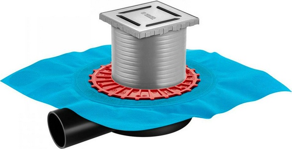 Душевой трап 100*100 мм, боковой выпуск, цвет решетки матовый хром ZZ Berges Универсал 090362