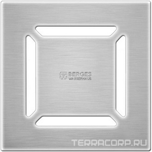 Душевой трап 100*100 мм, боковой выпуск, цвет решетки матовый хром ZZ Berges Универсал 090362