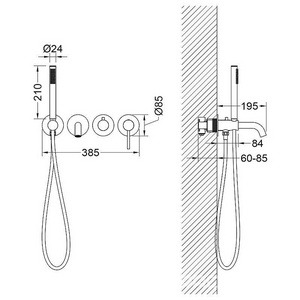 Смеситель для ванны врезной Saona 2314/17YSM, С ВНУТРЕННЕЙ ЧАСТЬЮ, цв. золото мотовое, ZZ Timo saona 2314/17YSM