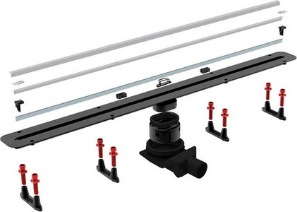 Дренажный канал 950мм, готовый компл, сифон d50 выход вбок 48л/мин, затвор сухой/гидро, ножки, ультратонккая модель, (нерж. цв.хром мат),  Line ZZ Bettoserb Slim 13100036NEW