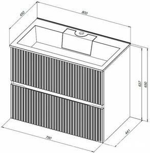 Тумба подвесная, 80 см, без раковины арт.254364, цв.мисти грин Aquanet Джейн 313318