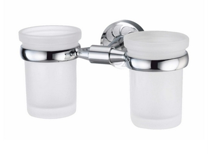 Стаканчик стеклянный, двойной, настенный, хром, Isen, ZZ Wasserkraft donau K-4028D