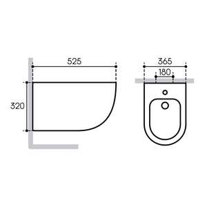 Биде подвесное 525х365мм, крепёж в компл., (цв.белый глянец),  Aqueduto Ovo OVO0310