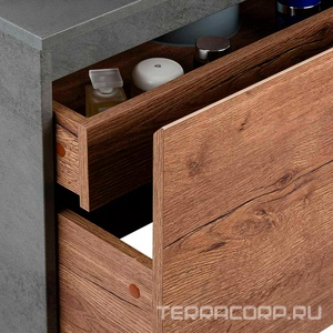 База под накладн.раковину подвесная, 1 выкатной ящик, 1 скрытый ящик, 600x500xh450мм, без раковины, (цв.T.Oak + Beton),  ZZ Vincea Mesa VMC-2MS600TB