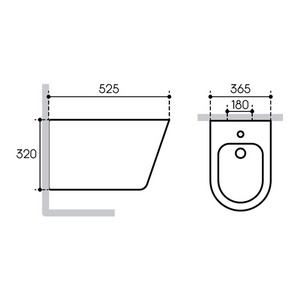 Биде подвесное 525х365мм, крепёж в компл., (цв.белый матовый),  ZZ Aqueduto Cone CON0320