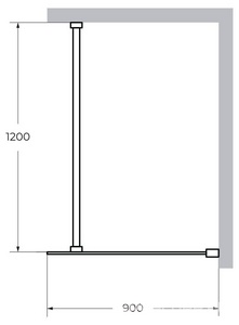 Душевая перегородка 900хh1950мм, правая/левая, (стекло бронза 8мм, поперечный, подрезаемый кронштейн 1200мм, фурнит. цв.черный мат.),  ZZ Cezares Liberta LIBERTA-L-1-90-120-BR-NERO