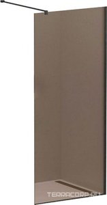 Душевая перегородка 900хh1950мм, правая/левая, (стекло бронза 8мм, поперечный, подрезаемый кронштейн 1200мм, фурнит. цв.черный мат.),  ZZ Cezares Liberta LIBERTA-L-1-90-120-BR-NERO