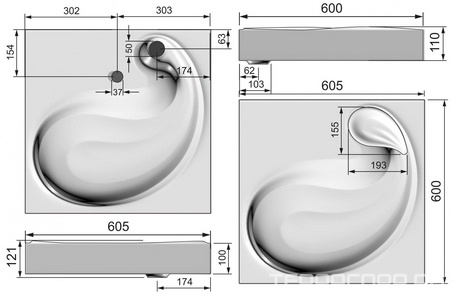 Раковина подвесная SOFT 60, 607х600х110 мм, для установки над стиральной машиной, цв. белый, ZZ Azario Soft CS00078299