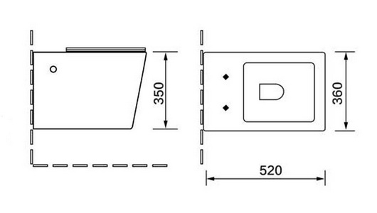 Унитаз подвесной, безободковый, 520х360х350мм, сиденье ультратонкое с микролифтом, крепеж в компл., (цв.антрацит матовый),  ZZ Vincea Q-Line VT1-12MA