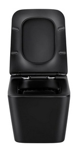 Унитаз подвесной, безободковый, 520х360х350мм, сиденье ультратонкое с микролифтом, крепеж в компл., (цв.антрацит матовый),  ZZ Vincea Q-Line VT1-12MA