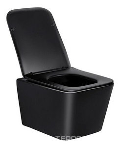 Унитаз подвесной, безободковый, 520х360х350мм, сиденье ультратонкое с микролифтом, крепеж в компл., (цв.антрацит матовый),  ZZ Vincea Q-Line VT1-12MA