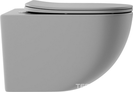 Унитаз подвесной 525х360мм, безободковый, сиденье с микролифтом, крепёж в компл., (цв.серый матовый),  ZZ Aqueduto Ovo OVO0130