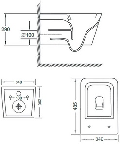 Комплект: инсталляция для подвес. унитаза + подвес. безободковый унитаз Delphi  с сиденьем микрл. ZZ Loranto Loranto 4501+91343