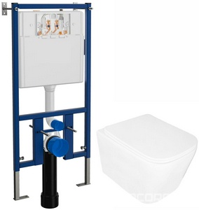 Комплект: инсталляция для подвес. унитаза + подвес. безободковый унитаз Delphi  с сиденьем микрл. ZZ Loranto Loranto 4501+91343