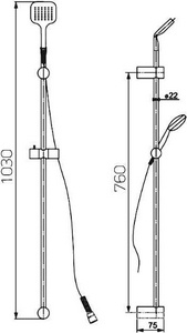 Душевой гарнитур, стойка h900мм, лейка д/д ручн., шланг, (цв.хром),  Paini Pescara PSCR121