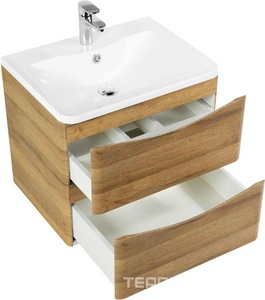 База под раковину подвесная с двумя выкатными ящиками, 596x455x500мм, без раковины, (цв.Rovere Rustico), Acqua ZZ BelBagno ACQUA ACQUA-600-2C-SO-RR