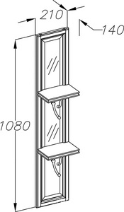 Приставной зеркальный модуль  №11, цвет слоновая кость (1013) (нужно выписывать 2 шт.) ZZ Opadiris Корсо Оро 00-00000608