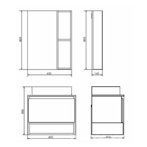 Зеркало-шкаф "Прага-60" дуб белый, ZZ Comforty Штутгарт 00004147599