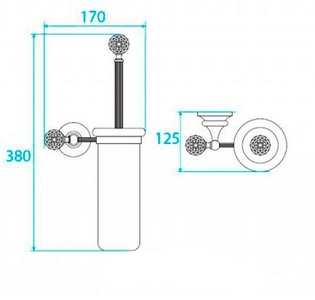Ерш настенный, колба керамическая, (цв.хром, Swarovski),  ZZ Cezares Olimp OLIMP-TB-01-Sw