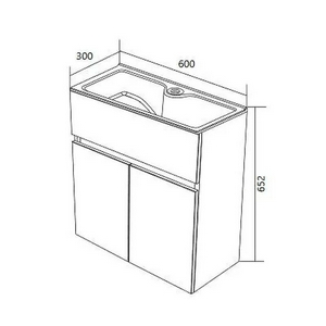 Тумба подвесная  60, Дуб Сонома 2 дверцы, раковина в комплекте, цвет светлое дерево, ZZ 1Marka Mira У75337