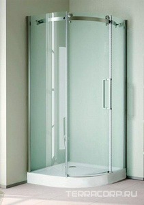 Душевой уголок 900х900хh1950мм, 1/4 круга, R550мм, с одной раздвижной дверью влево, вход 500мм, (стекло прозрачное., 6мм, фурнит. цв.хром),  ZZ Cezares Stylus STYLUS-R-1-90-C-Cr-L