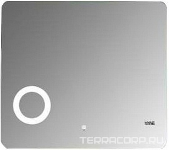 Зеркало  с подсветкой 800*700, со встр.косметическим зеркалом и часами, сенсорное ZZ Gair Voll 1831F