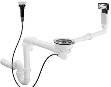 Система слива-перелива для кухонной мойки, с автоматическим управлением, (ручка упр.слива цв.хром,, рамка перелива цв.нерж.сталь), HG D14-11 ZZ Hansgrohe Универсал 43931800