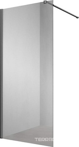 Душевая перегородка 1100хh2000мм, правая/левая, (стекло прозрачное 8мм, поперечн. укорачиваемый кронштейн 1200мм, фурнит.цв.ворон.сталь),  ZZ Vincea Walk-In VSW-1H110CLGM