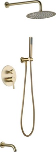 Душевой комплект встраиваемый с внутренней частью, в комплекте : смеситель, излив, верхний/ручной душ, цв. матовое золото ESKO ESKO Set_7in1 Gold
