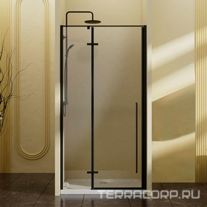 Дверь для душа в нишу, 1000хh1950мм, распашная с неподв.сегментом, правая/левая, (стекло 6мм прозрачное, фурн.цв.черный матовый),  ZZ Vincea Slim-N VDPH-5SN100CLB