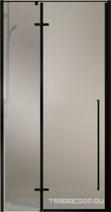 Дверь для душа в нишу, 1000хh1950мм, распашная с неподв.сегментом, правая/левая, (стекло 6мм прозрачное, фурн.цв.черный матовый),  ZZ Vincea Slim-N VDPH-5SN100CLB