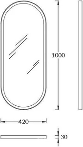 Зеркало овальное 100х42 см с подсветкой, цв. черный матовый Kerama Marazzi Cono CO.mi.PL.42\BLK
