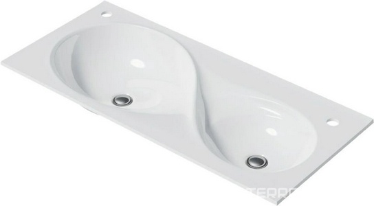 Раковина двойная 100 см., для мебели "", искусственный мрамор, цв.белый ZZ Velvex Otto rkOTT.100-81