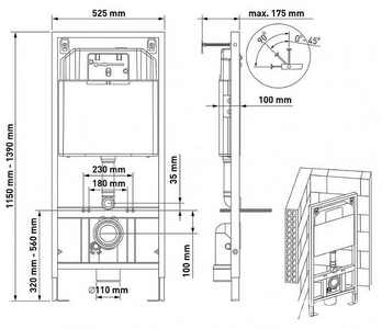 Комплект : инсталляция NOVUM для подвесного унитаза+ клавиша L1 белая глянец+ подвесной унитаз VITA Rimless 49 см с сиденьем микролифт ZZ Berges Vita 043373